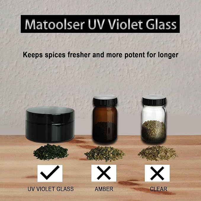 Black Glass Storage Jar 100ml Wide Mouth Airtight UV Protection Container for Spice Coffee