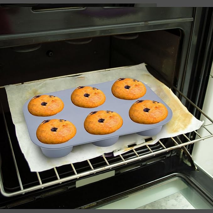 6 Cups Silicone Mini Muffin Pan Set, Nonstick Mini Cupcake Pans, 2pcs BPA Free Small Muffin Tin for Baking