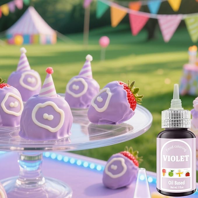 Violet Oil Based Food Coloring for Chocolates Melts - 30ML Tasteless Liquid Edible Oils Food Dye Candy Cookies Decorating, Vivid Oil Food Color Baking Frosting Cake Decorations,Soap Cosmetics, Non-GMO