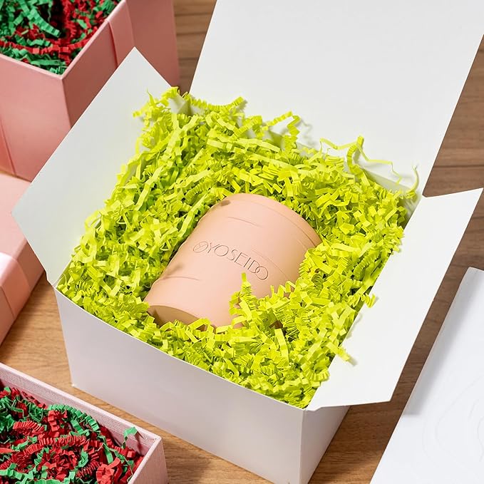Mefleet 1 LB Crinkle Cut Paper Shred Filler Light Green Crinkle Shredded Paper for Gift Box - Gift Basket Bag Filler - Grass Cushion Stuffing for Christmas Holiday Packaging Wrapping