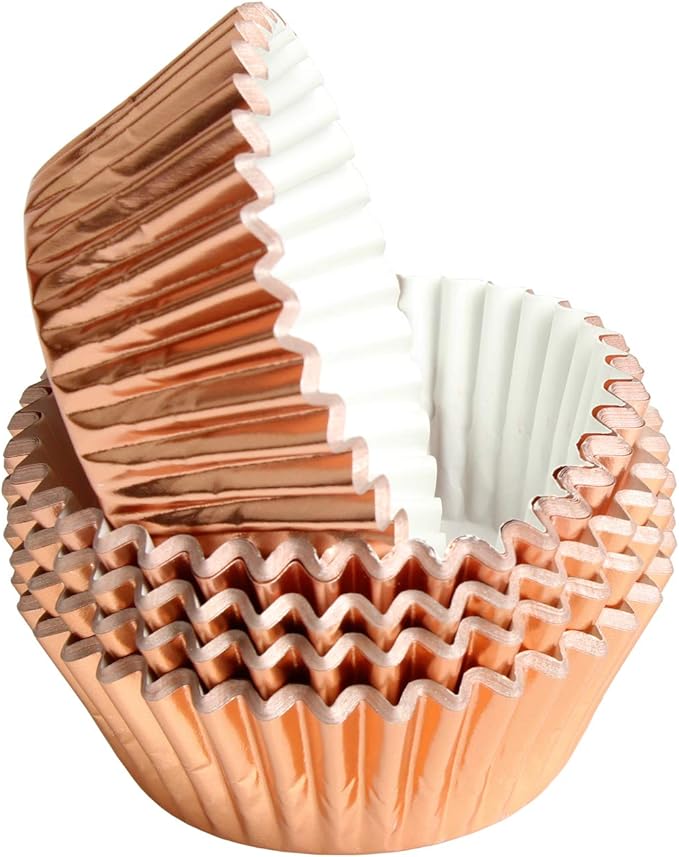 Rose Gold Foil Muffin Cupcake Liners case Baking Cups,Foil Cupcake Liners Standard Baking Cups Pack of 100 …