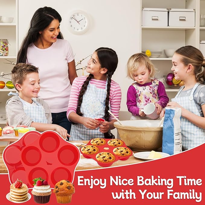 2 Pieces Silicone Air Fryer Muffin Pan Round Egg Bite Mold for Oven Baking,Mini Muffin Tins Cups Cake Tray for Air Fryer Liners Basket Instant Pot Accessories Baking Muffin Pancake
