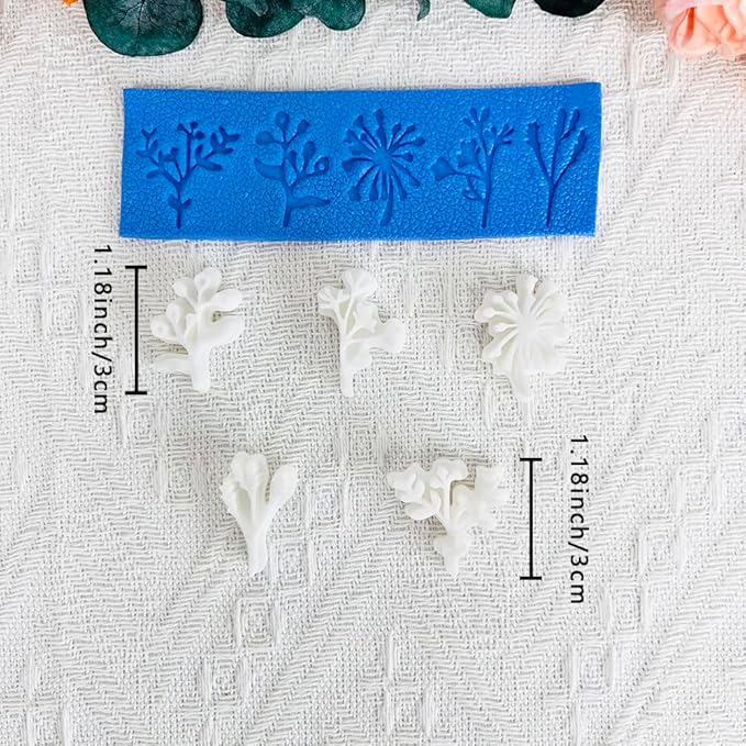 Polymer Clay Molds – 5PCS Botanical Texture Stamps with Flower & Leaf Patterns, Clay Cutters and Tools for Polymer Clay Jewelry and DIY Earring Crafts
