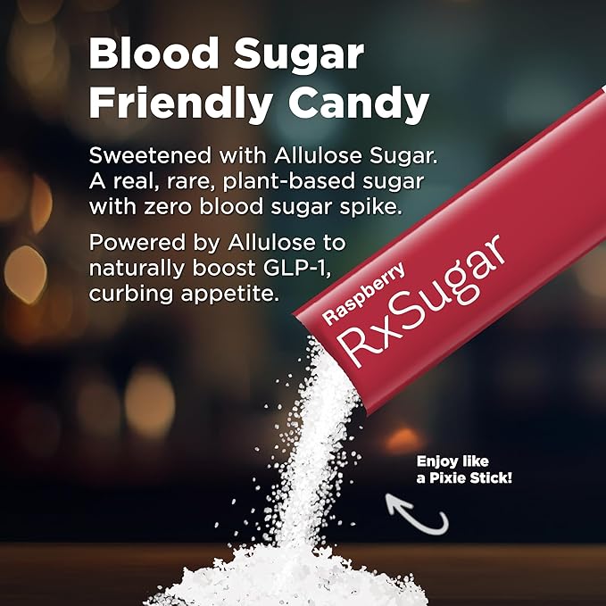 RxSugar Swealthy Stix | 30 Zero Sugar Candy Sticks Packs | Allulose sweetener | 0 Calorie, 0 Net Carbs, 0 Glycemic | Diabetes-Safe | Keto Certified | Non-GMO Project Verified | Gluten-Free Certified | Plant-Based