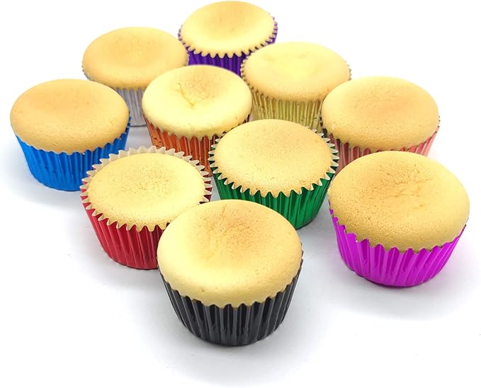 Standard Metallic Foil Cupcake Liners Paper Baking Cups in Assorted 10 Bright Colors, 200-Count