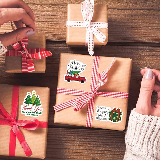 240 PCS Merry Christmas Gnomes Stickers for Small Business Envelopes, Packages, Handmade Goods, Bags - Cute Christmas Theme Shop Stickers for Envelope Seals