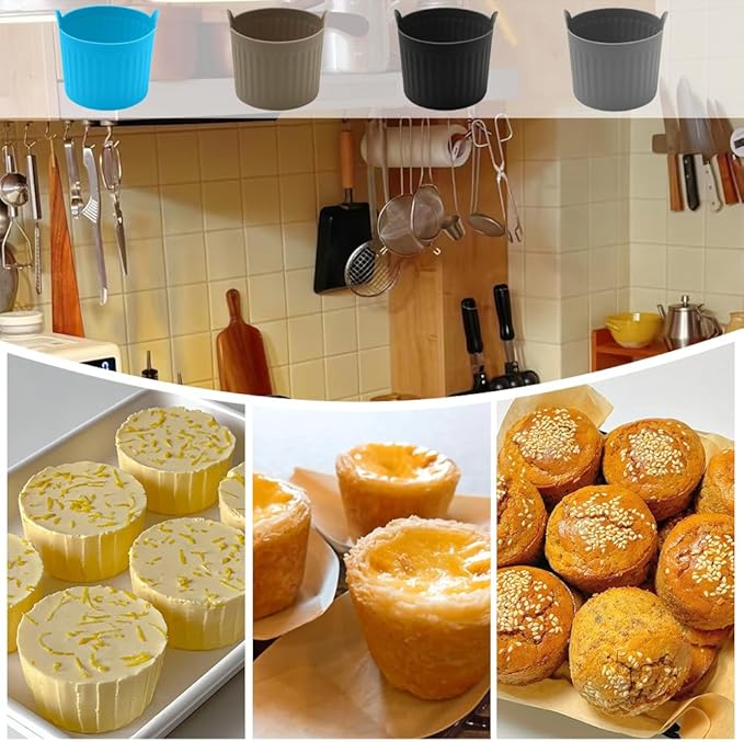 8-piece set of air fryer baking molds, high-end food grade silicone mold cups, non stick air fryer accessories suitable for eggs, cupcakes, pancakes, puddings, pies, and Kashida sauce