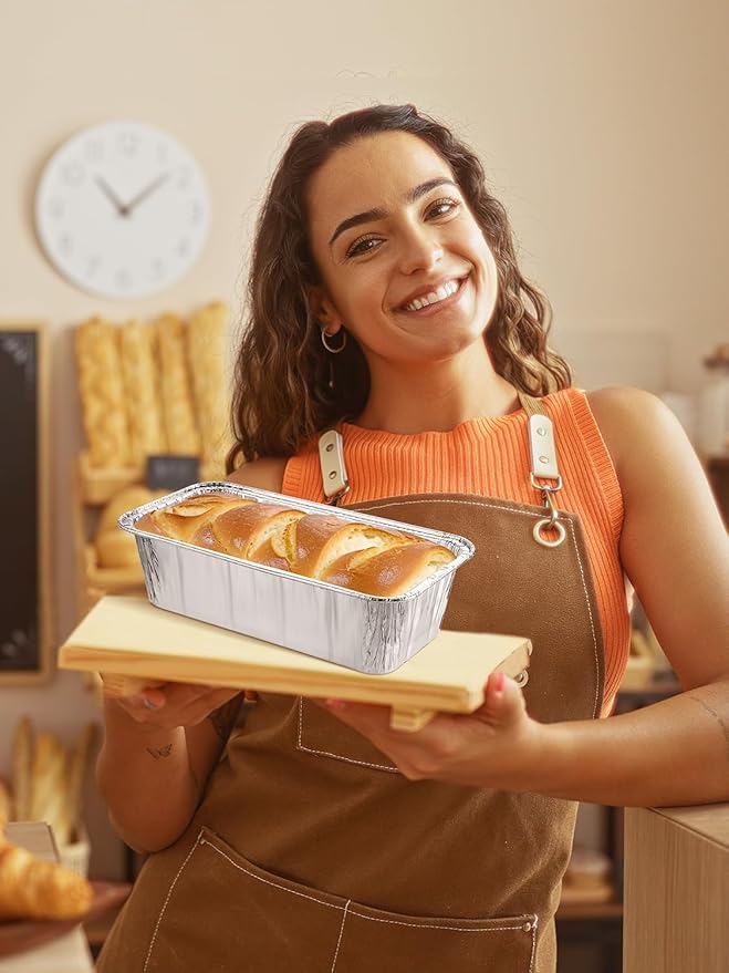 60 Pack 8.5x4.5x2.5 Disposable Aluminum Loaf Pans - 2 Lb Small-Aluminum-Foil-Pans-Tin-Foil-Baking-Pans-Tin-Trays-Food-Containers-for-Baking-Cakes-Bread-Meat-Loaves