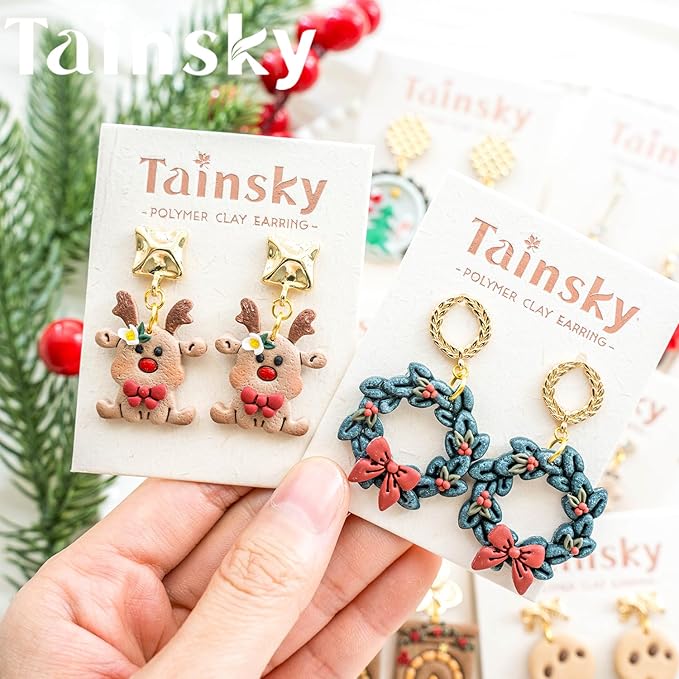 Tainsky Christmas Polymer Clay Cutters, 28 Shapes Winter Clay Cutters for Polymer Clay Jewelry Making