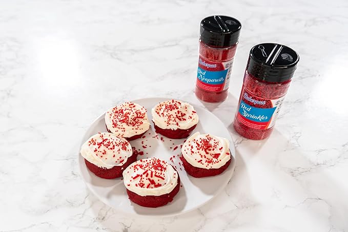 Bakerpan Red Jimmies Sprinkles - 6 Ounces Red Sprinkles for Cake Decorating - Edible Sprinkle for Cupcakes, Ice Cream, Cake Decorations (Made in USA)