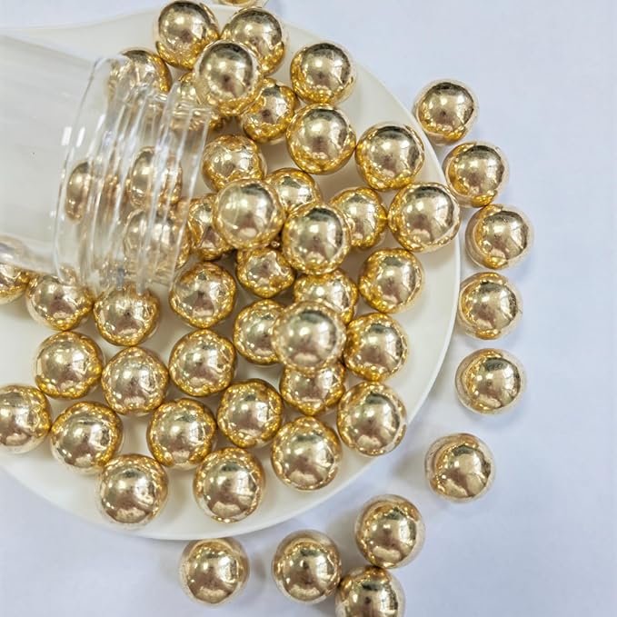 PhilaeEC Gold Peals 14mm Size Sprinkles for Cake Decoration Edible Candy Baking Cookie Cupcake Toppers Wedding Party Valentines Halloween Christmas Supplies 3.88oz