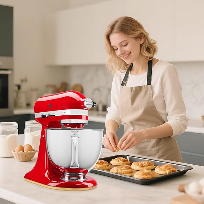 Mixer Slider Compatible with 4.5-5 QT Kitchen Aid Stand Mixers, Kitchen Countertop Storage Mover Sliding Caddy Mixer Slider Mat for Kitchen Aid Stand Mixer Accessories Attachment (Bamboo - Natural)
