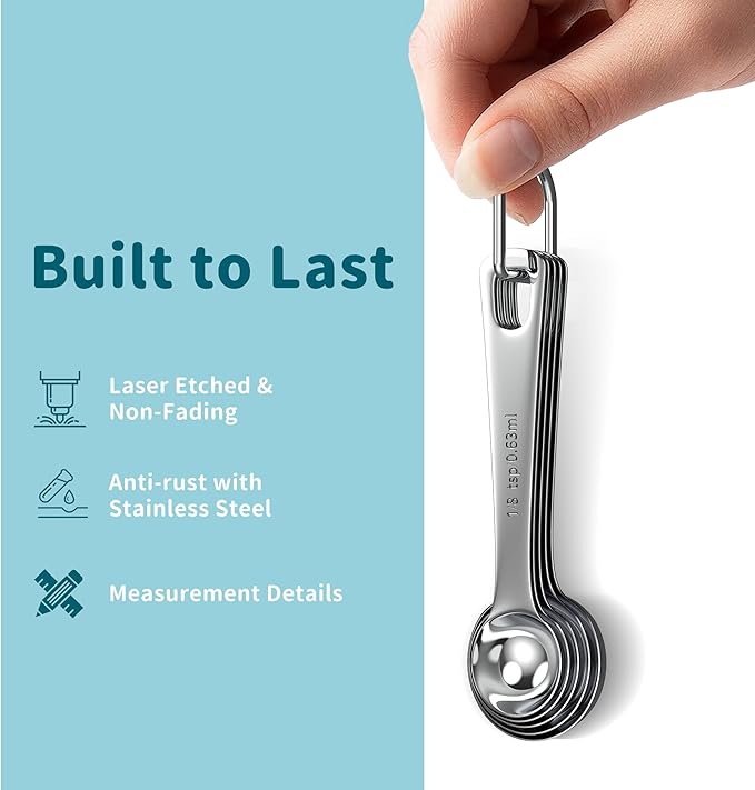 Measuring Cups and Spoons Set, Stainless Steel Measuring Cups Measuring Spoons with Easy to Read Markings, Ideal Kitchen Gadgets for Cooking & Baking, 13 Pack