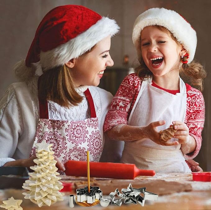NewlineNY Star Shaped Cookie Molds: 16 Pcs Set to Create Christmas Tree-Like Display with Recipe