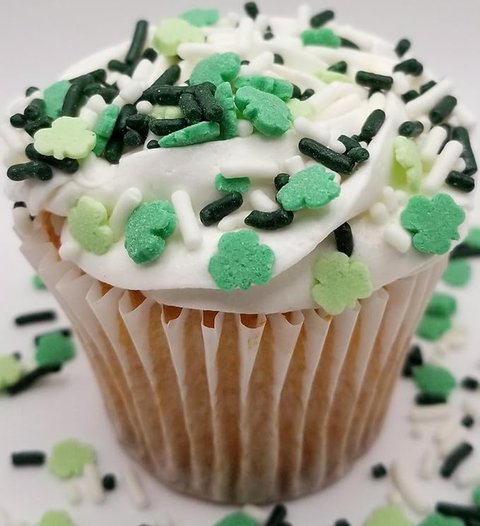 NCS St. Patricks Day Mix White and Green Jimmies with Green Clover Edible Sprinkles, 8 ounces