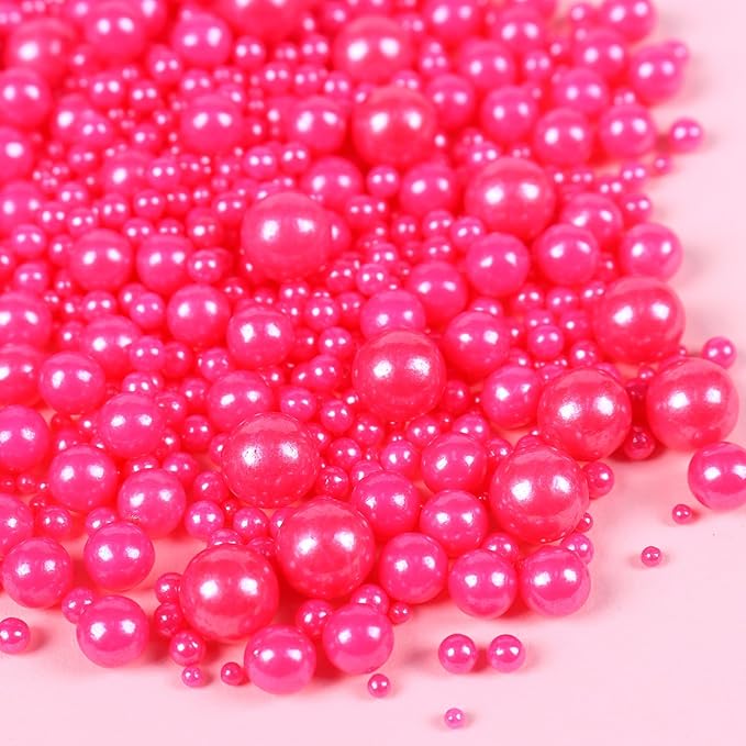 Cobakey Pink Sprinkles for Cake Decorations 3.52 ounce Edible Pearl Sprinkles for Cupcake Toppers Wedding Party Valentines Halloween Christmas Holiday Supplies