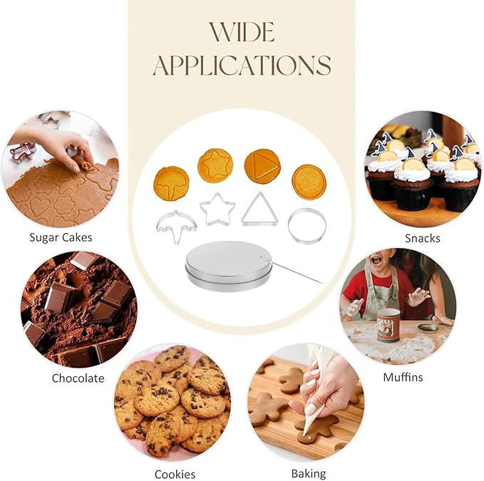 Dalgona Candy Mold Kit | Stainless Steel Cookie Cutters Biscuit Mold,Chocolate Mold,Cookie Cutter,Sugar Biscuit Kit, DIY Sugar Cookie Mold Set for Halloween Party, Korean Drama Baking Supplie (6 Set)