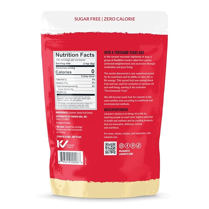 Lakanto Golden Monk Fruit Sweetener With Erythritol, Raw Cane Sugar Substitute, Monk Fruit Extract, Raw Sugar Replacement for Baking, Coffee & Tea, Gluten Free, Low Carb, Non GMO, Keto, 1.76 lb, 3 PK