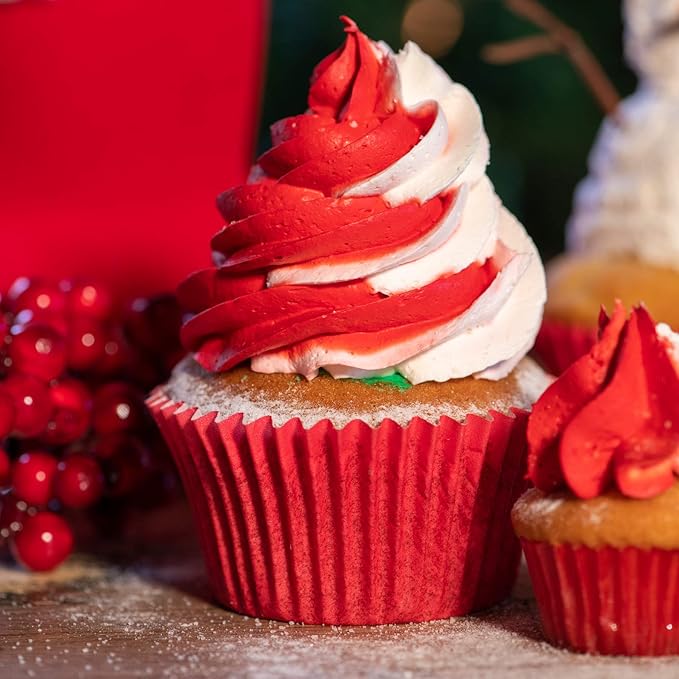 Eoonfirst Standard Size Baking Cups New Year Party Cupcake Liners 200 Pcs (Red)