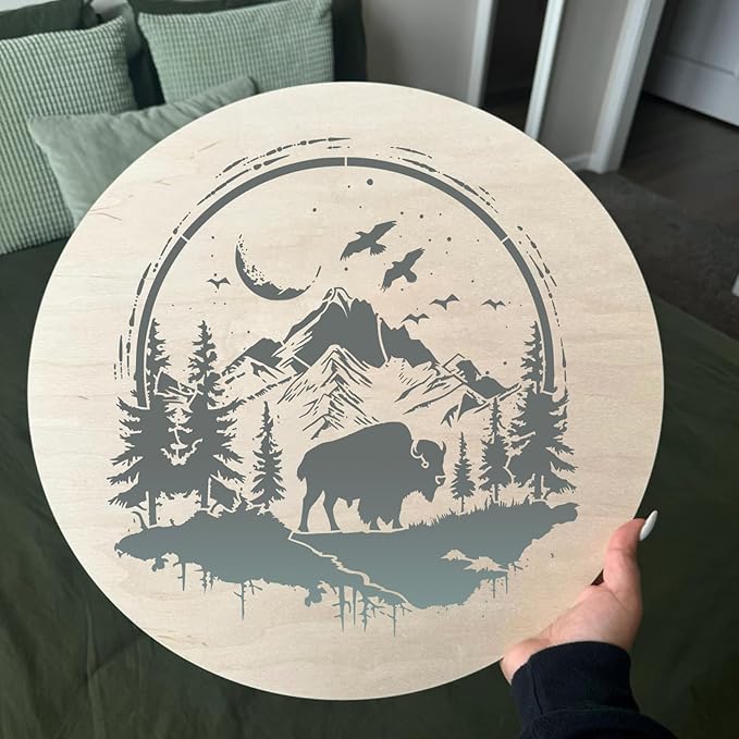 Animal Wood Burning Stencils for Painting 12” Bison Stencil Wildlife Stencils for Crafts T-Shirt Fabric Wood DIY Decor