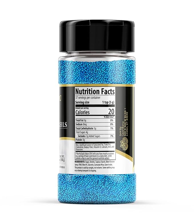 GranAroma Blue Nonpareils, Decorative Sprinkles, Cakes & Cookies, Bakery Staple (6.7 Ounce)