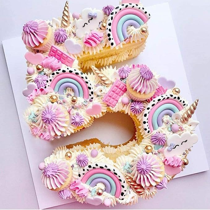 Ducodocu Silicone Number Cake Pan Large 3D Number Cake Mold Baking Forms Novel Cake Tins DIY Baking Mold for 15/51th Birthday Wedding Anniversary 10 inch Number of 1&5, 2 Pack