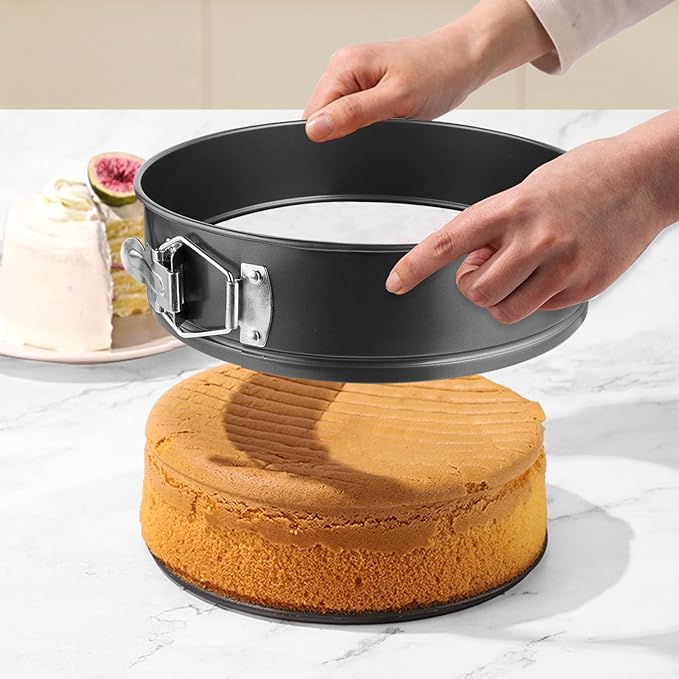 9 Inch Springform Pan with Pan Protector, Non-stick Leakproof Springform Cake Pan with Removable Bottom, Silicone Cheesecake Pan Protector Preventing Water from Entering the Springform Pan