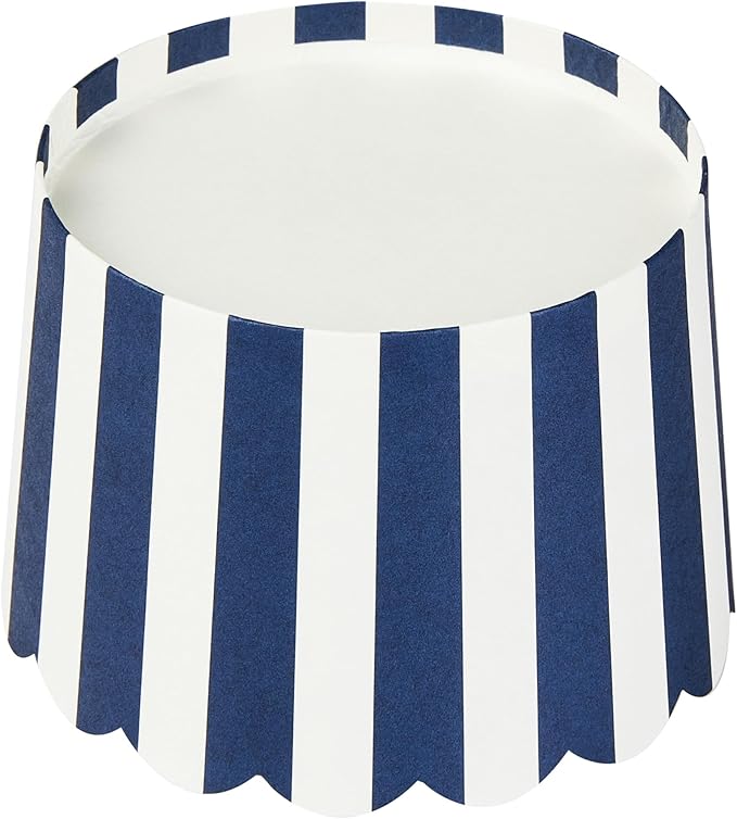 Panificio 10 Ounce Cupcake Wrappers, 200 Scalloped Baking Cups - Oven-Ready, Greaseproof, Blue Striped Paper Cupcake Liners, Disposable, For Birthdays, Baby Showers, Or Weddings - Restaurantware