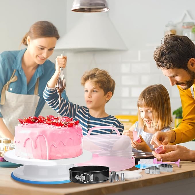 Cake Decorating Kit, 594 Pcs Cake Decorating Supplies with 3 Springform Pans, Cake Carrier, Turntable, Piping Bags Tips for Beginner Professional Mothers Day Gifts for Mom