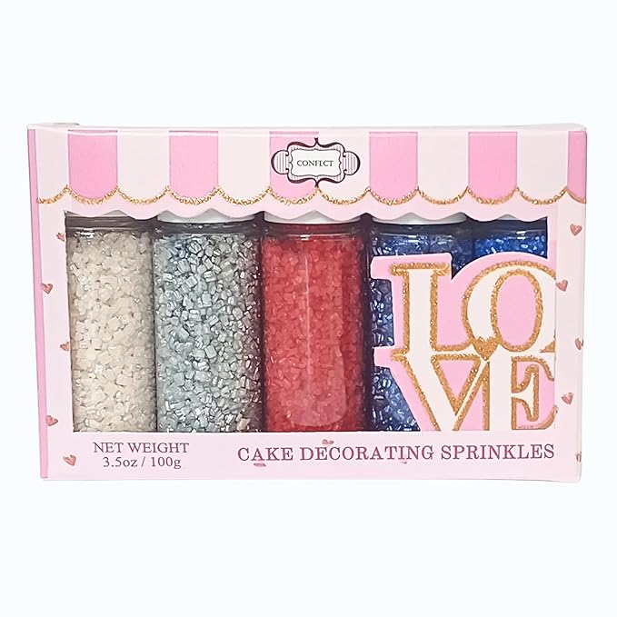 Confect Edible Cake Sprinkles | Patriotic Mix Red, White, Blue & Silver Sprinkles | Independence Day Sprinkles | Vegan, Gluten-Free, Soy-Free, Dairy-Free, Palm Oil-Free- 5 Oz