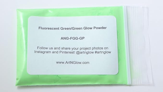 Glow in The Dark Pigment Powder - Neutral and Fluorescent Color for Art Painting, Fine Art, Nail Art Paint, and DIY Crafts - Long Lasting, 10+ Color Options - Fluorescent Green - (120 Grams/4 Ounces)