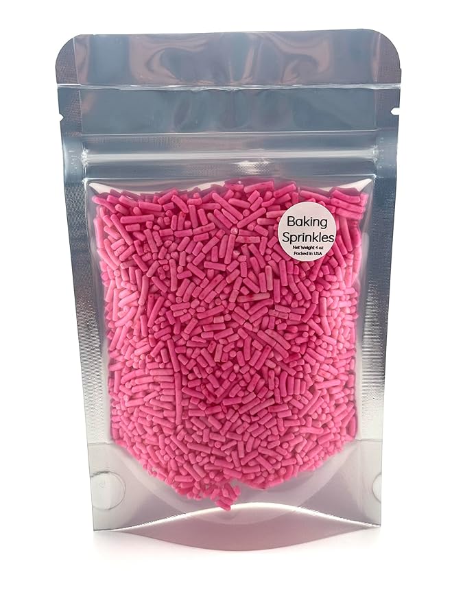 Pink Sprinkles for Baking Cakes, Cupcakes, Cookie Decorations, Ice Cream and Donut Toppings Edible Decorating Baking Supplies - 4 oz package (Pink)