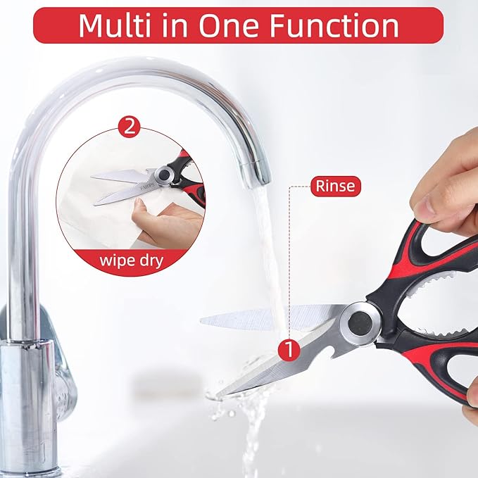 Kitchen Scissor For General Use 2-Packs,Heavy Duty Kitchen Raptor Meat Shears,Dishwasher Safe Cooking Scissors, Stainless Steel Multi-function Scissors For Food,Chicken,Poultry, Fish, Pizza,Herbs