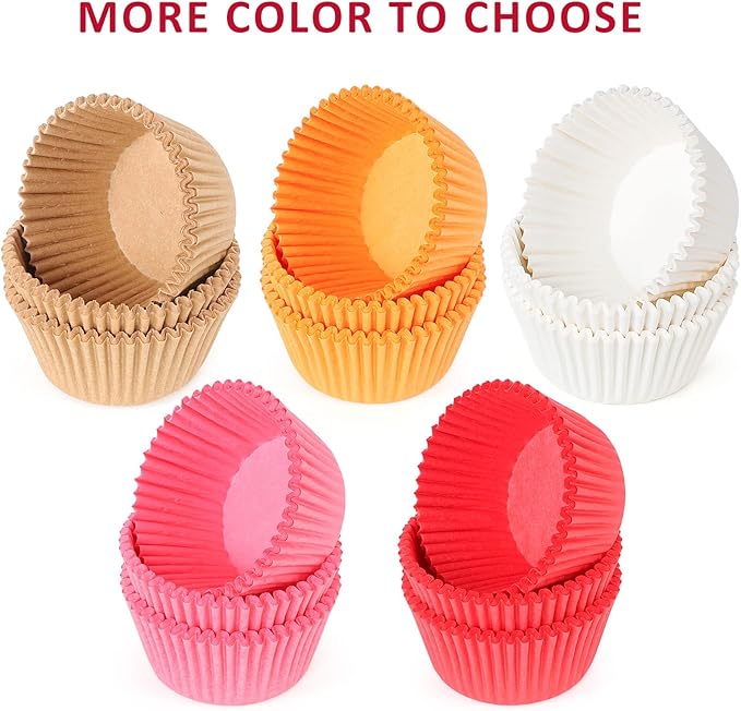 Caperci Standard Orange Cupcake Muffin Liners 500-Count, No Smell, Food Grade & Grease-Proof Paper Baking Cups (Orange)