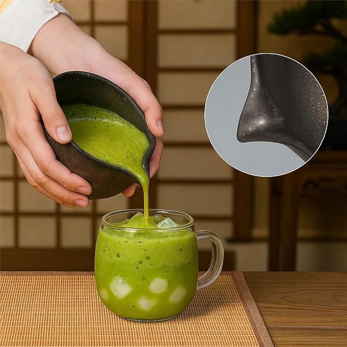 7-Piece Matcha Set, Ceramic Matcha Bowl, Bamboo Whisk (Chasen), Whisk Holder, Sifter, Tea Scoop & Scoop Rest, Special Bamboo Tea Mat, Harmonious Color Matcha Making Kit, Gilded