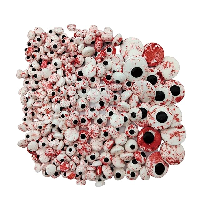 Halloween Sprinkles Edible Candy Eyeballs for Cake Decorating, Three Sizes Bloody Candy Eyes Sprinkles for Cupcakes Cake Toppers Cookies Baking Decoratings