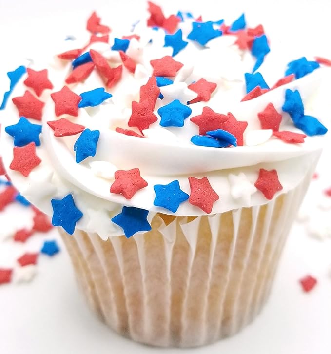 NCS Red, White and Blue Stars Edible Sprinkles, 8 ounces