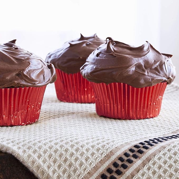 Red Foil Cupcake Liners,GOLF Standard Size Red Foil Cupcake Liners Wrappers Metallic Baking Cups,Muffin Paper Cases, 500 Pack