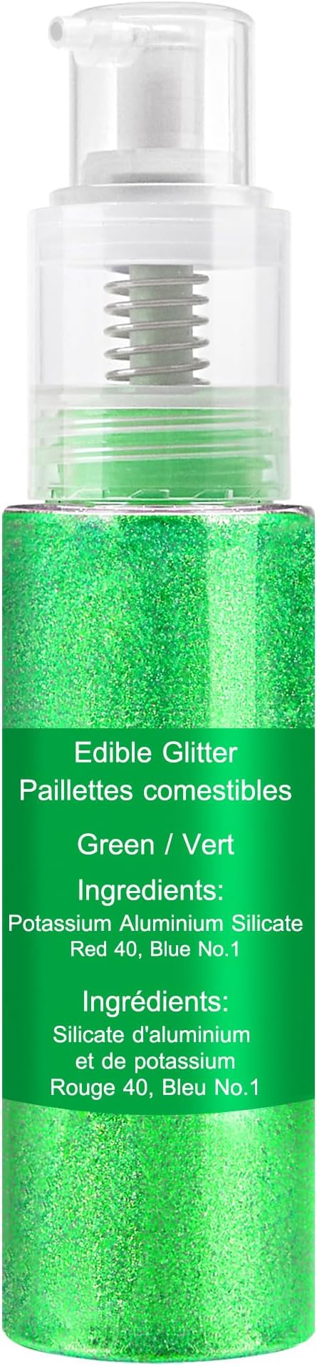 Edible Glitter Spray - 22g Edible Luster Dust Metallic Food Grade Glitter for Drinks, Cake Decorating, Baking - Edible Food Coloring Powder Shimmer Glitter for Cocktail, Icing, Candy (Green)