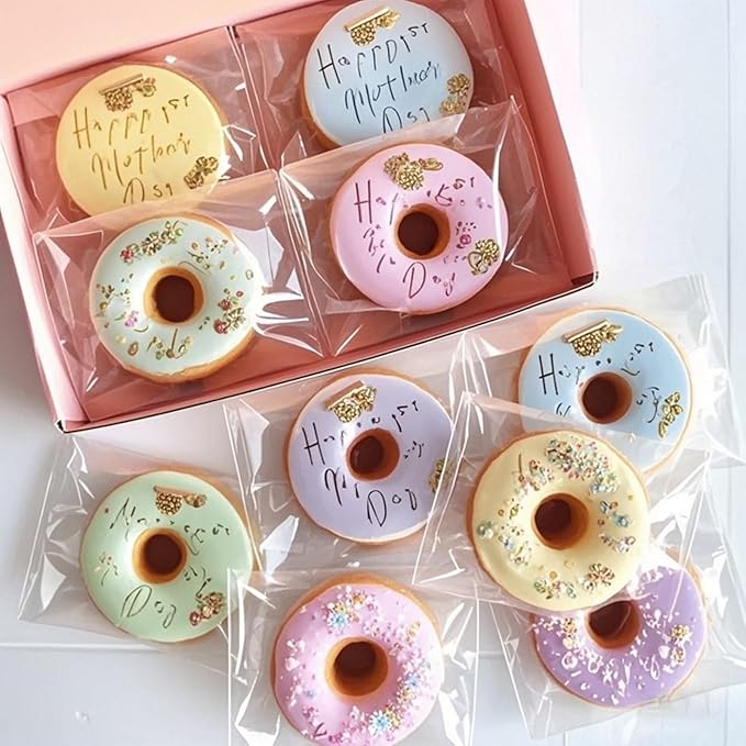JCXGRVC 100Pcs 5 x 5Inch Clear Cellophane Single Donut Bags Individual Macaron Bag Cookies Bags Packaging Bakery Treat Bag for Soap Chocolate Truffle Ore Wedding Bab Shower Birthday Party Favors