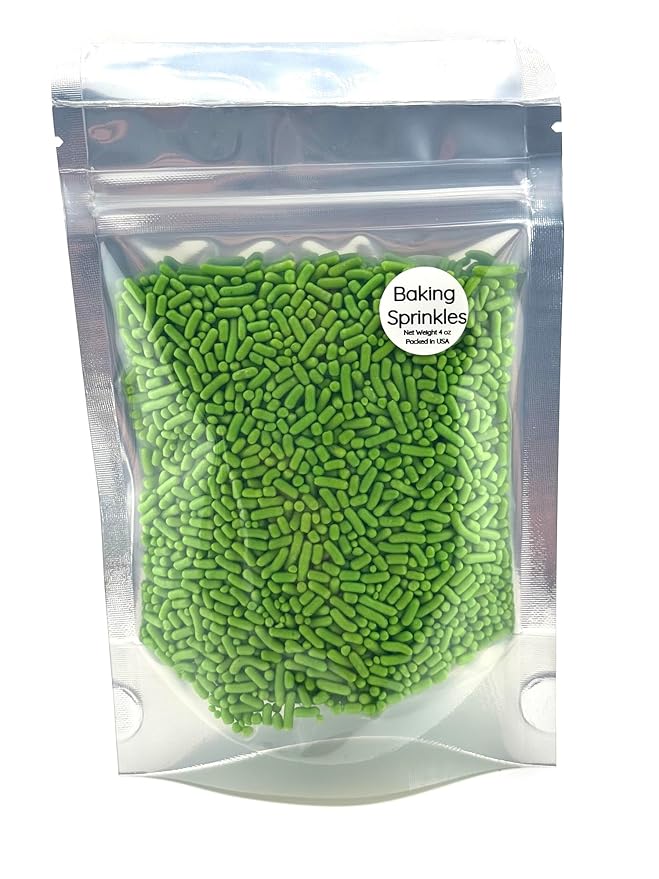 Green Sprinkles for Baking Cakes, Cupcakes, Cookie Decorations, Ice Cream and Donut Toppings Edible Decorating Baking Supplies - 4 oz package (Green)