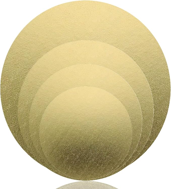4 Pack Cake Boards, 6, 8, 10, 12 Inch Round Cake Circles, Cake Base Cardboards 1 of Each Size for Cake Decorating, Golden