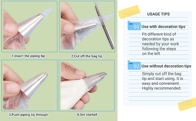 15 Inch Extra Large Piping Bags 100 Pack - Disposable Pastry Bags - Thick Anti-Burst Pastry Icing Frosting Piping Bags For Decorating Cupcakes Cakes Cookies (15 Inch-100 Pack)