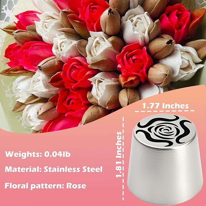 Hendiy Russian Piping Tips, Large Icing Piping Tips Stainless Steel Flower Frosting Nozzles for Decorating, Russian Icing Tip for Cake Decorating 1PCS, LBN056