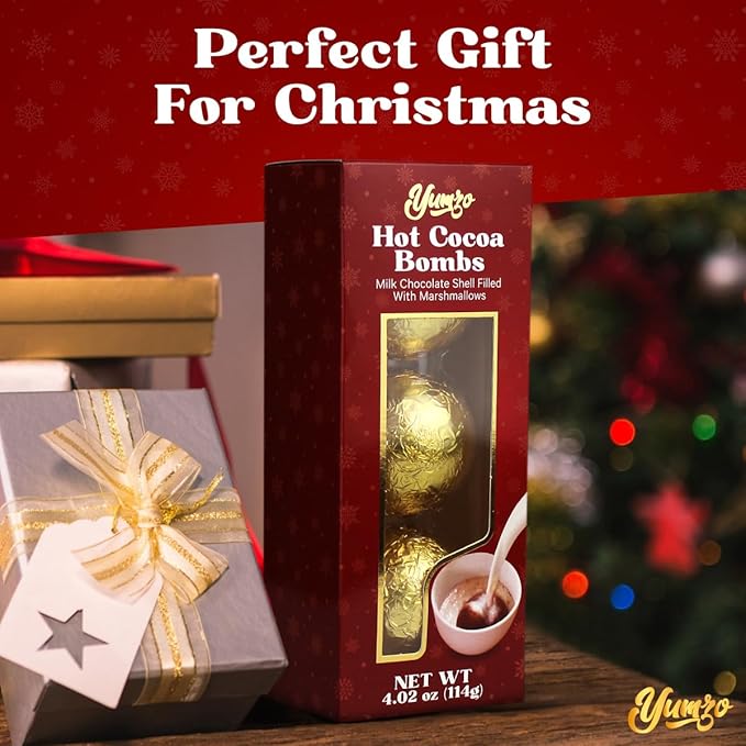 Chocolate Bombs - 3 Pack - Chocolate Bomb Filled with Mini Marshmallows and Cocoa Powder - Makes Large Hot Cocoa Bombs - Fun Party Favor.