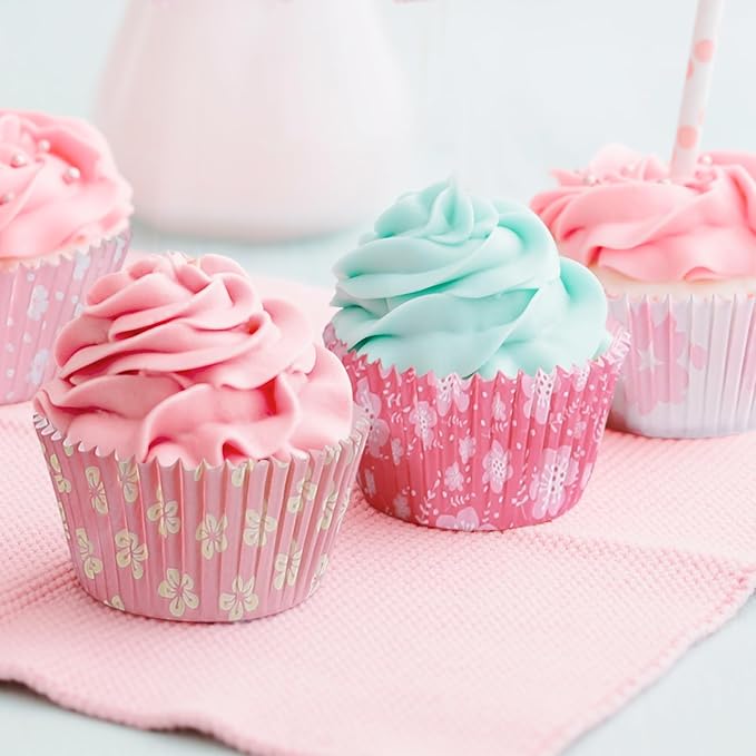 Standard Cupcake Liners 400 Count Floral Paper Baking Cups Disposable Cupcake Wrappers for Wedding and Party Baking Supplies