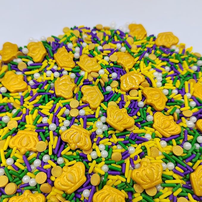Mardi Gras Sprinkles Edible Purple, Green and Gold Sprinkles Mix for Mardi Gras King Cake Cookies Cupcake Decoration