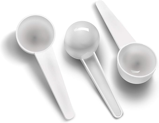 10g Plastic Measuring Spoons (20ml) โ Pack of 5 Large Scoops for Protein Poweder, Creatine, Coffee, Lab, Baking, Laundry, Canisters, Dry Goods โ Approx. 2 Teapoon Scoop (tsp)