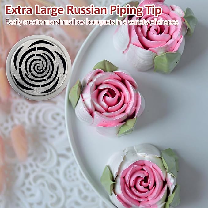 Extra Large Russian Piping Tips for Marshmallows Stainless Steel Flower Frosting Nozzles many styles Cake Decorating Baking tool for Buttercream, Cupcakes Cookies(SL51)