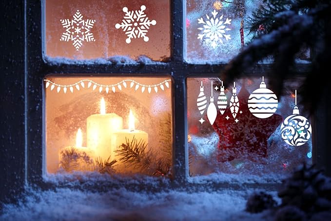 Christmas Stencils for Painting on Wood, 3x3' Reusable Holiday Drawing Templates for DIY Crafts